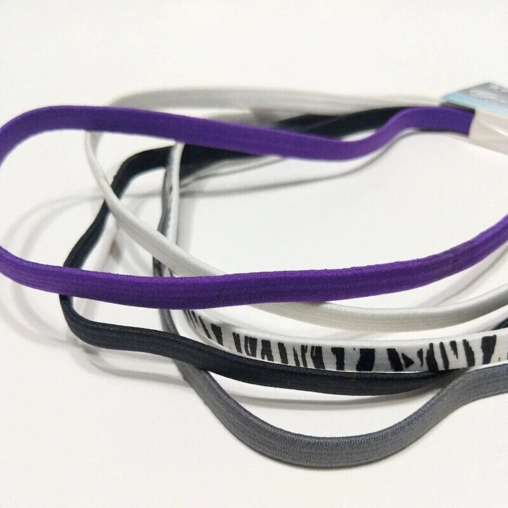 Goody Ouchless Elastic Headband 5 PCS Black Gray Purple White Zebra Headbands